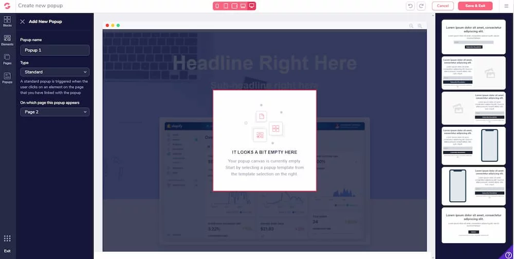 GroovePages pop up builder.